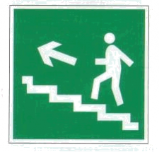 Пластик Фотолюм. (Е-16) Направление к эвакуационному выходу по лестнице вверх (налево)