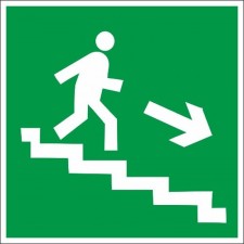 Знак-Плёнка (Е 13) Направление к эвакуационному выходу по лестнице вниз, правосторонний